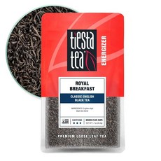 Tiesta Tea Royal Breakfast 루즈 리프 클래식 잉글리시 홍차 하이 카페인 핫 아이스 티 113.4g4온스 틴 케이스 50컵 브렉퍼스트 잎차 139684, Pouch - 25 Cups, 113.4g