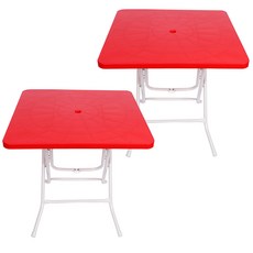 지오리빙 접이식 플라스틱 사각 테이블, 레드