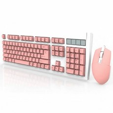 큐센 유선 키보드 마우스 세트, 일반형, KM3500 Plus, 핑크