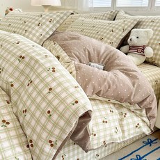 무인양품 순면 이불커버 150x200x230 싱글 침대용, 스위트 체리