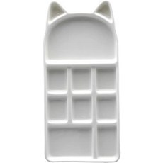 재미있는 세라믹 고양이 수채화 물감 팔레트 케이스 믹싱 트레이9개 웰, 9 wells