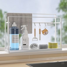 행주 걸이 주방 물기 빼는 선반 조리대용 다용도 수납대 가정용 행주 및 주방용품 수납대, 1개, 흰색