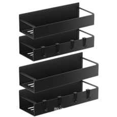 율루아 다용도 넉넉한 수납 공간 초강력 자석 선반 대형 2개, 블랙