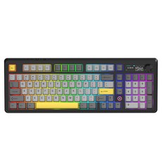 에이재즈 AK980 V2 3모드 스크린 RGB DIY 무선 키보드, 제조사축, 뮤트 축, 블랙 + 그레이 + 옐로