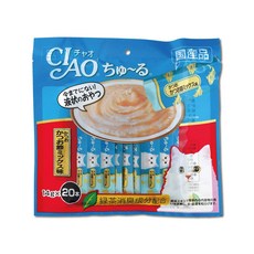 日本 CIAO 啾嚕 貓咪肉泥 大包裝 貓零食 海鮮 鰹魚 柴魚 寵物補水 綠茶消臭 液狀零食, 1個, 鮪魚海鮮(紅袋)20入