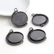 5pcs 16mm 20mm 내부 크기 회전 더블 사이드 8 컬러 카메오 카보 촌베이스 설정 매력 새로운 패션 펜던트, 03 20mm, 10 Gun Black