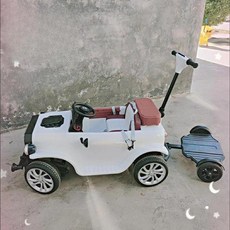 전동유모차 푸쉬카 유아 전동차 2인용 전동차, 화이트, 1개