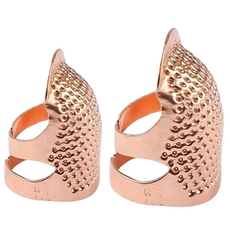 헤르츠 로즈골드 손가락 골무 바느질 수공예 자수 단단한 스테인리스 투구 골무, 로즈골드 S+M, 1개