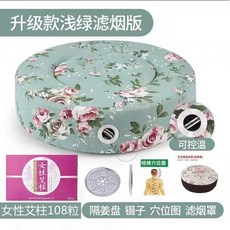 【】艾灸蒲團坐墊坐灸儀美容院熏蒸儀器艾灸盒隨身灸家用臀部艾炙器具 8HJZ, 大號控溫清新綠+女性108艾柱五件套, 1個