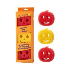 살림살림 고기능 스마일 호박 스펀지 수세미, 1세트, 3개