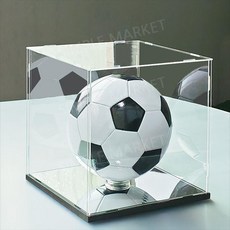 축구공 전시 케이스 공 장식 보관함 기념 사인볼 투명 커버 진열, 일반 검정색 모델 × L15W15H15 (1호 볼에 적, 1개