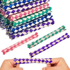 [4] Syhood 중국 손가락 트랩 24개 어린이 및 성인용 대나무 손가락 트랩 애완 동물 새 씹기 새 채집 다지기 장난감 재미있는 생일 파티 선물 다양한 색상의 선, 72