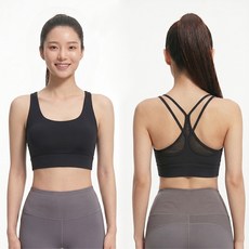샤르시에 여성용 심리스 노와이어 요가 필라테스 스포츠 브라탑