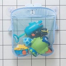 Susu Baby 卡通造型浴室洗澡玩具收納掛袋 瀝水網袋 附吸盤, 1個, 小號藍色小熊,買就送吸盤【限時促銷一天】