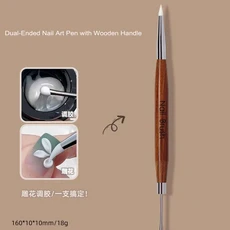 1Pc 더블 엔드 실리콘 네일 갈망 펜 나무 손잡이 3D 꽃 그림 브러시 + 젤 믹싱 다기능 아트 도구, 04 TB93