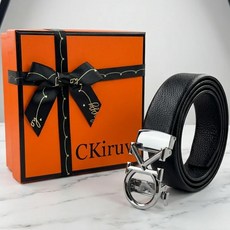 CKIRUV 남성 소가죽 자동 버클 비즈니스 벨트