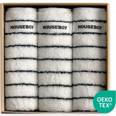 하우스보이 흡수력 좋은 어린이집 주방 고리 수건, 3개, 스트라이프그린 40수 95g