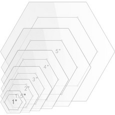 퀼팅 템플릿 위우데이 6피스 헥사곤 1인치 1.5인치 2인치 3인치 4인치 5인치 1/4인치 솔기 허용 DIY 재봉 공예용 아크릴