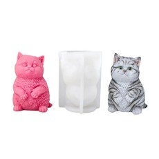 Xidmold 뚱뚱한 고양이 캔들 몰드 동물 에폭시 수지 몰드 3D 고양이 실리콘 몰드 퐁당 소이 왁스 캔들 비누 석고 에폭시 수지 주조 DIY 공예용 (S), L