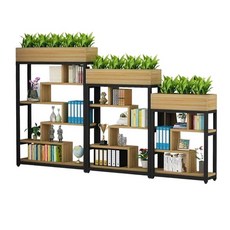 사무실 식물 파티션 서가 장식 가림막 카페 프레임 가벽 대형 실내 울타리 책장 우드, A. 3칸 80 x 29x110