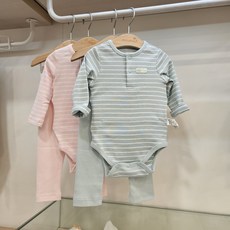 [모이몰른] 스티 후라이스 바디수트 세트# 배를 따뜻하게 감싸주어 배앓이 방지하는 솔리드 컬러의 배바지세트