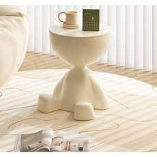 가제만 귀여운 인형모양 수납 사이드 미니 테이블, 오프화이트