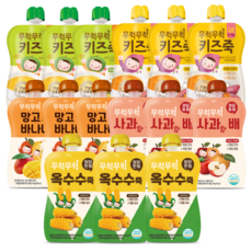 무럭무럭 키즈죽 과일퓨레 알뜰 15팩(옥수수 단호박 고구마 사과배 망고바나나 각 3팩)