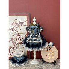 寵物晚禮服裙衣，深海季羽毛限定系列，適合約克夏、小鹿犬、貓咪、捲毛貓, 1個, 藍鯨,XXS碼（一斤左右）