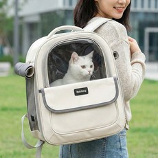 코지로그 안전이동 메쉬통풍 고양이 산책가방, 1개, 카키