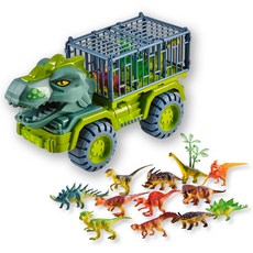 공룡 티라노사우르스 운반트럭 장난감 + 피규어 12종 세트, 혼합색상, 1세트