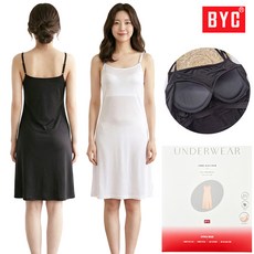 BYC 인견 캡내장 롱 슬립 원피스 브라캡 끈나시 쿨 여름 이너 여성 홈드레스 잠옷