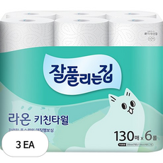 잘풀리는집 라온 키친타월 130매, 6개입, 3개