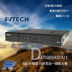 昌運 AVTECH 陞泰 DGD1009AIX-U1 8路 AI XVR 五合一錄影主機 支援4路AI