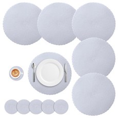 12 라운드 땋은 테이블 세트 플레이스매트 매트 내열성 있는 주방 방지 미끄럼, 1 set, braided sliver set