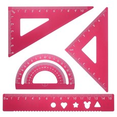 uxcell 4개 세트 삼각자 15mm 알루미늄 기하학 프로트랙터 삼각형 엔지니어링_ 제도자 키트 오피스·홈용 빨간색