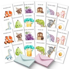 Mr. Pen - 봉투가 있는 재미있는 노트 카드 24세트 아동용 재미있는 카드 아동용 재미있는 Geeting 카드 아동용 빈 카드 어린이 카드 재미있는 말장난 빈, Mr. Pen - 봉투가 있는 재미있는 노트 카드, 2