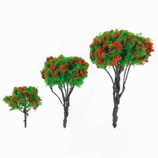 건축 미니어처 꽃나무모형 디오라마 빨강꽃 조경수 꾸미기 소품, H=65mm