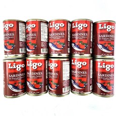 필리핀 정어리 리고 사딘스 Ligo Sardines Tomato Chili 10cans SET, 10개, 155g
