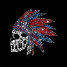 1개 유리 핫픽스 라인스톤 다리미 부착형 의상 액세서리 (해골 모양 옷 가방 바지용) 297x210mm, 혼합색