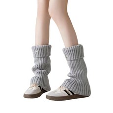 SZHYHTIKI 여아용 레그 워머 일본 레그워머 발목 양말 여성용 80S 겨울 니트 크로셰 롱 부츠 양말 회색.