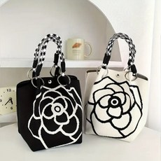 동백꽃 니트 손가방 에코백 복조리 손목 가방 데일리 토트백