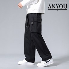 ANYOU 남자 카고 팬츠 와이드팬츠 조절 가능