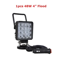 호환 1/2pcs 48W 자석베이스 LED 작업 빛 휴대용 램프 홍수 스포트 빔 차량 4x4 ATV 트럭 트랙터 오프로드, 01 1pcs Flood Beam, 01 CHINA, 1개