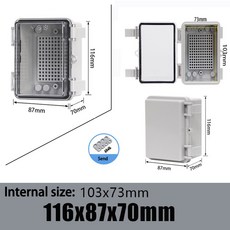 IP66 전기 플라스틱 인클로저 ABS 접속함 실외 방수 배전함 프로젝트용, Transparent cover, 02 116x87x70mm