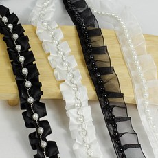 퀼트가게진주 주름 레이스 리폼 수선 부자재 원단, 오간디, 화이트