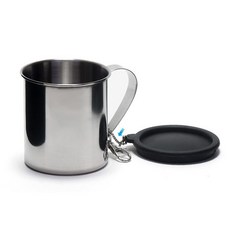 스텐 등산컵 뚜껑 고리 등산용스텐컵 캠핑스텐컵, 1개