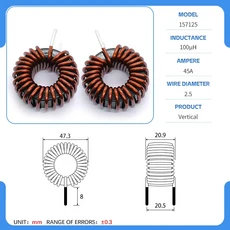 40mm 6.8/33/180/220/330/900UH/2/10/15MH KS 157125 Sendust 토로이달 인덕터 SPWM 필터, 16 100uH 2.5 V, 01 CHINA