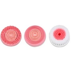 矽膠洗臉儀 電動洗臉刷 便携臉部毛孔清潔 3個刷頭 台灣現貨, 粉色刷頭組（不含主機）