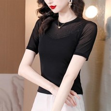 슬림 티셔츠 댄스복 반팔 라인댄스상의 긴팔 단체복 댄스티 상의 여성복 공연용
