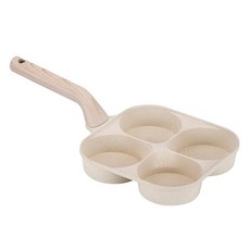 哇哦定製加深煎蛋鍋四孔早餐鍋麥飯石不粘家用雞蛋漢堡模具煎鍋, 1個, 米色 燃氣款加深漢堡鍋, 如圖